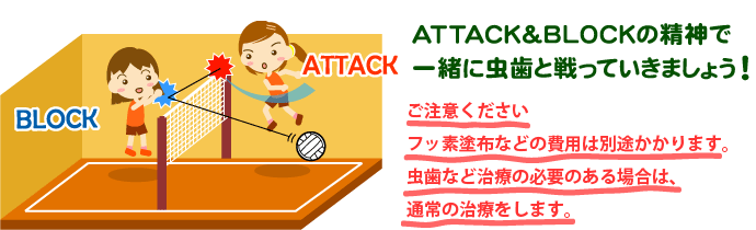 ＡＴＴＡＣＫ＆BLOCKの精神で一緒に虫歯と戦っていきましょう！